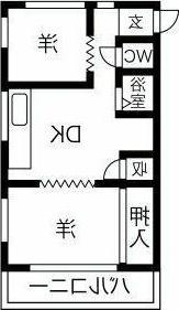 甚兵衛ハイツ(2DK/3階)の間取り写真