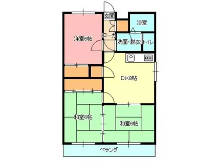 ハイマート穂積(3DK/4階)の間取り写真