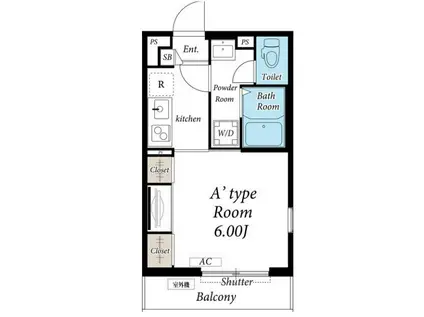 アクアII(1K/1階)の間取り写真