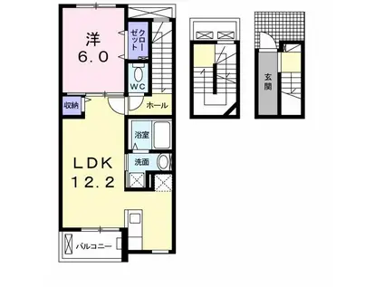 カーサプラシード(1LDK/3階)の間取り写真