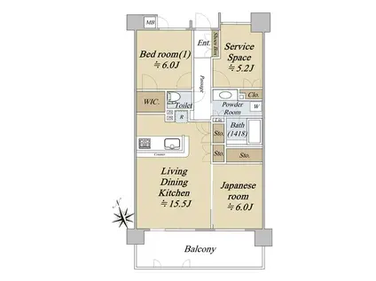 グランフラッツ千住旭町(2SLDK/15階)の間取り写真