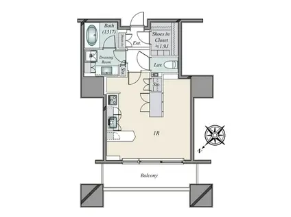 東京ツインパークスライトウィング(ワンルーム/12階)の間取り写真
