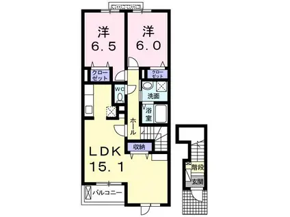 ボヌールB(2LDK/2階)の間取り写真