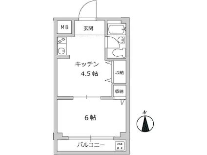 青横マンション(1DK/3階)の間取り写真