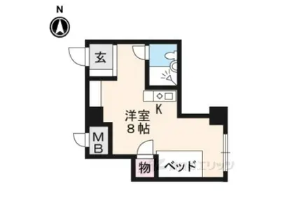 松屋レジデンス百万遍(ワンルーム/3階)の間取り写真