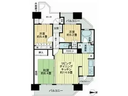 サーパス大泉東(3LDK/2階)の間取り写真