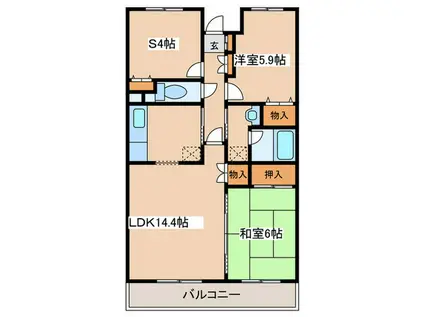 ソシア勝見田(2SLDK/2階)の間取り写真