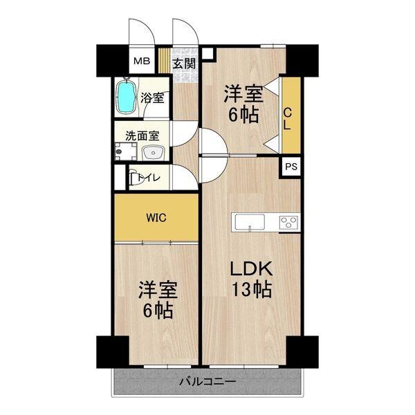 パークモダン住之江公園(2LDK/6階)の間取り写真