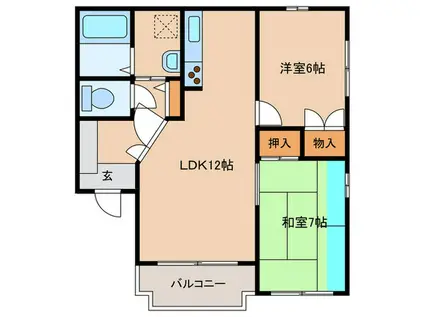 メゾン・ドゥ・コスモスⅤ(2LDK/1階)の間取り写真