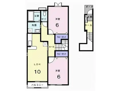 ハイツナリッシュIII(2LDK/2階)の間取り写真