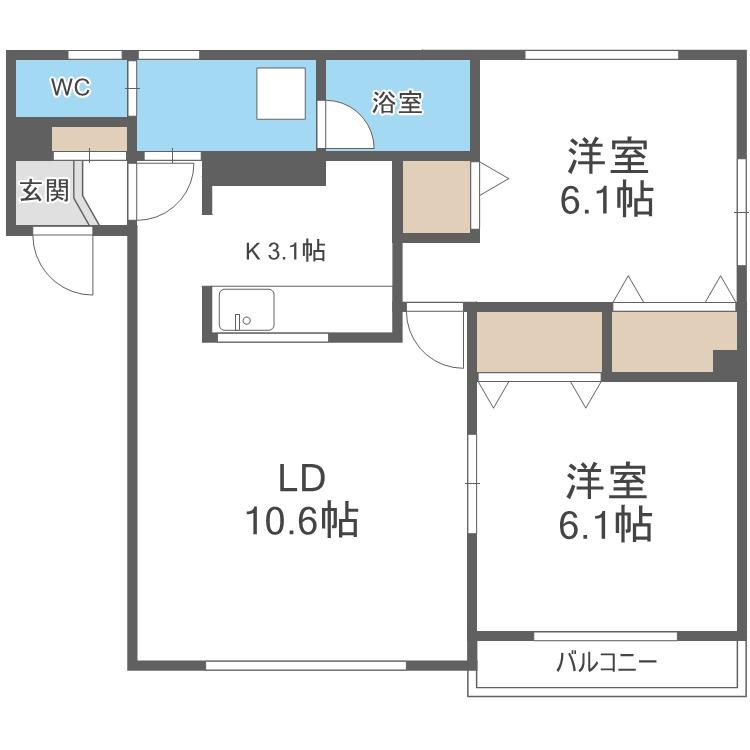 ロイヤルハイツ(2LDK/1階)の間取り写真