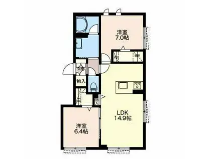 アプリーレ(2LDK/1階)の間取り写真