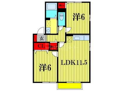 カームヒルズ(2LDK/1階)の間取り写真