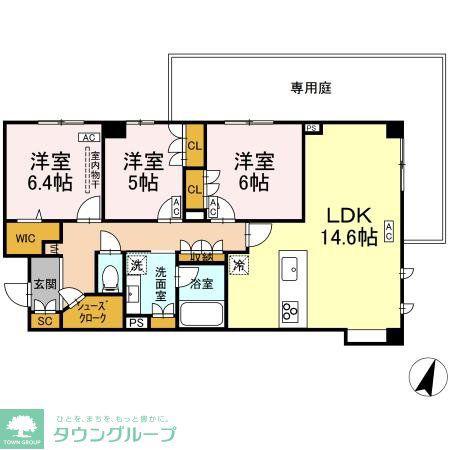 プライム フォレスト 百合ケ丘(3LDK/1階)の間取り写真
