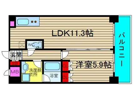 URBAN FLATS中之島(1LDK/4階)の間取り写真