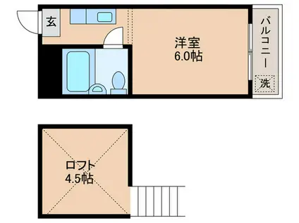 ハピネス21(ワンルーム/2階)の間取り写真