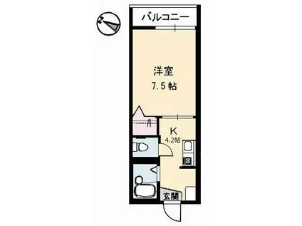 ジェネス寺本(1K/1階)の間取り写真