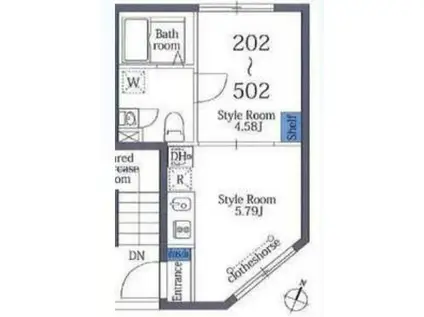 ラフィット白金(1DK/3階)の間取り写真