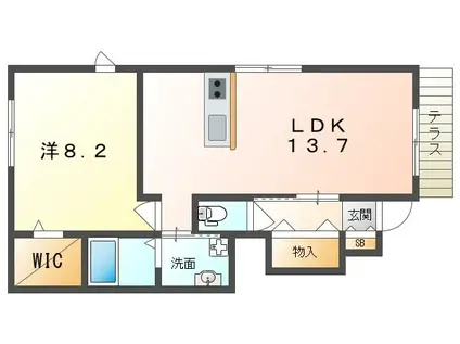 フェリーチェSAIDO(1LDK/1階)の間取り写真