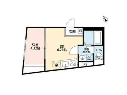 SPOY戸越銀座(1DK/1階)の間取り写真