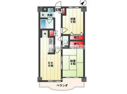 パークフロントナリタ(2DK/3階)の間取り写真