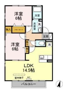 グランフォート弐番館(2LDK/2階)の間取り写真