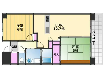 津田北町3棟(2LDK/4階)の間取り写真