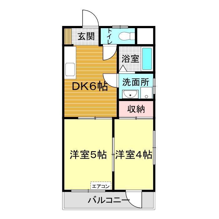 アスリートビル(2DK/4階)の間取り写真