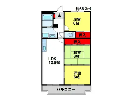 シャトレ壱番館(3LDK/1階)の間取り写真