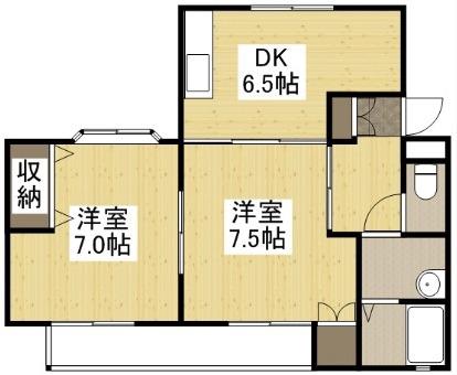 サンヒルズ(2DK/1階)の間取り写真