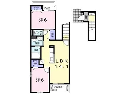 グリシーナI(2LDK/2階)の間取り写真