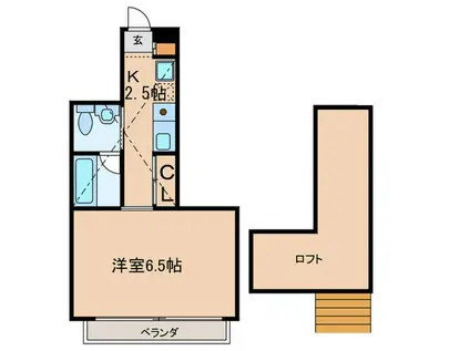 ウイング奥沢(1K/2階)の間取り写真