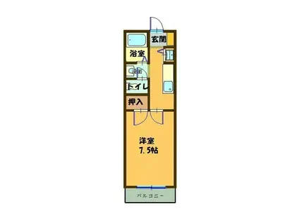 フローラハイツ水前寺(1K/4階)の間取り写真