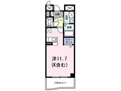 ディアコート広野(ワンルーム/2階)の間取り写真