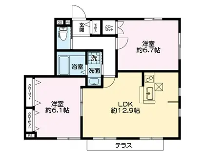 エバーグレイス(2LDK/1階)の間取り写真