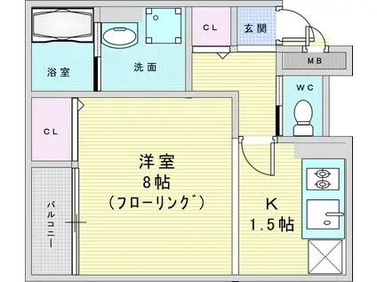 PARK HOKULE`A(ワンルーム/1階)の間取り写真