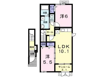 ボニート・ブリッサII(2LDK/2階)の間取り写真