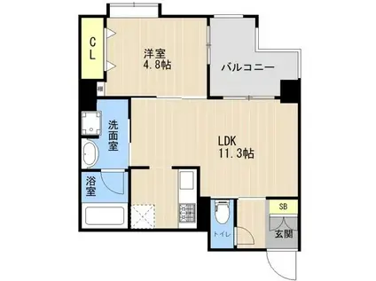 APEX神園(1LDK/2階)の間取り写真