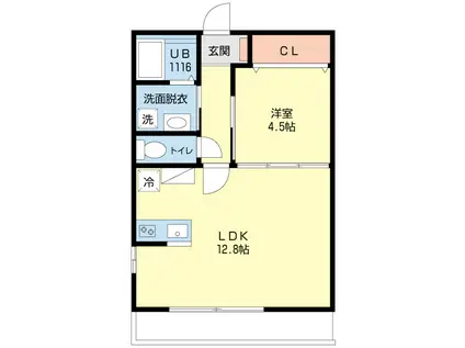 リザイア・弁天(1LDK/1階)の間取り写真