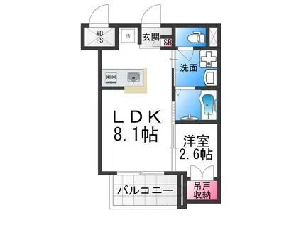 ジーイーディズ(1LDK/4階)の間取り写真