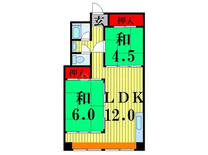 亀戸2丁目団地6号棟(2LDK/4階)の間取り写真