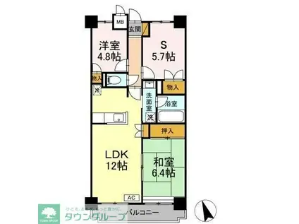 フジ・ヴェール毘沙門堂(2LDK/3階)の間取り写真