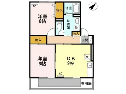 リヴェール緑ヶ丘(2DK/1階)の間取り写真