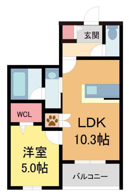 FOREST MONZENCHO イースト(1LDK/2階)の間取り写真