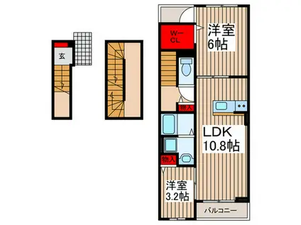 グラースフルール(2LDK/3階)の間取り写真