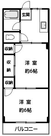 甲子園グリーンハイツ(2DK/2階)の間取り写真