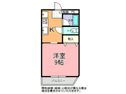 アネックスM(1K/4階)の間取り写真