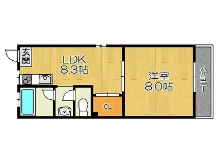 コーポレックス(1LDK/2階)の間取り写真