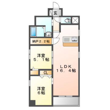 ポルタニグラ千代田(2SLDK/10階)の間取り写真