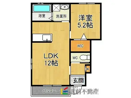 リリー・コートA棟(1LDK/1階)の間取り写真